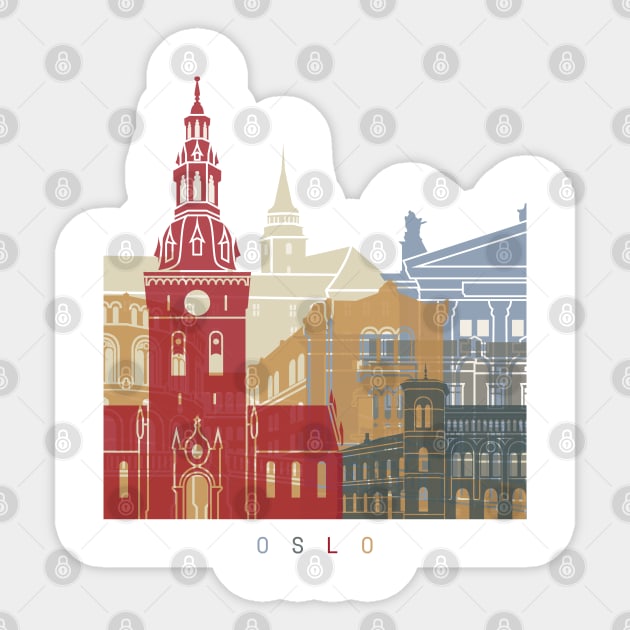 Oslo skyline poster Sticker by PaulrommerArt